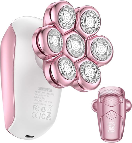 SHPAVVER Electric Razors for Women Legs: Rechargeable Body Shaver - Waterproof Wet Dry Hair Remover - Trimmer for Lady Face Underarms