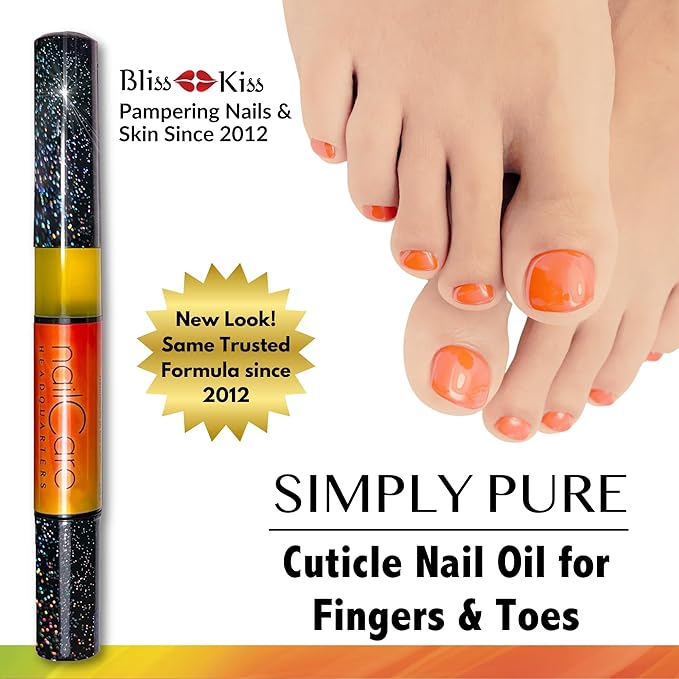 Cuticle Oil Pen for Nails - Nail Strengthener & Growth Oil and Serum for Damaged Nails, Hangnails w/Jojoba cuticle oil—Bali Mango Fragrance - Holographic Glitter Pens 4-Pack