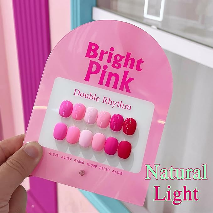 Double Rhythm 6 Pcs 15 ML Gel Polish Set Same Color Same Bottle Soak Off Gel Polish Kit Nail Art Manicure Salon DIY at Home for Women (Bright Neon Light Pink Purple-T6-13)