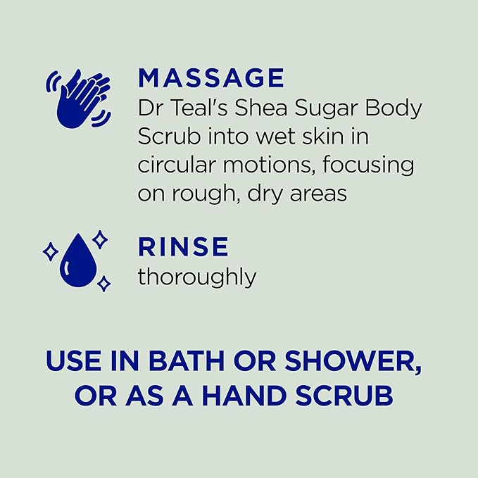 Dr Teal's Shea Sugar Scrub, Eucalyptus & Spearmint Essential Oils, 19 oz (Pack of 3)