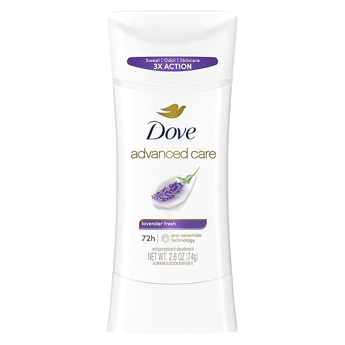Dove Advanced Care Antiperspirant Deodorant Stick Lavender Fresh for Helping Repair Skin Barrier After Shaving, with 72-Hour Sweat & Odor Protection, 2.6 oz
