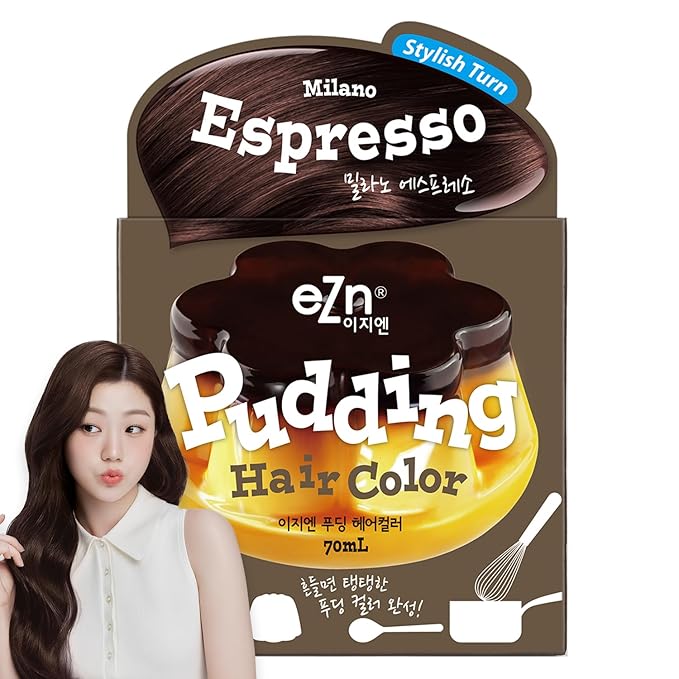 eZn Pudding Hair Dye Ammonia Free Semi-Permanent Self Hair Dye DIY Kit included contain Keratin Made in Korea Beauty (Milano Essopresso)