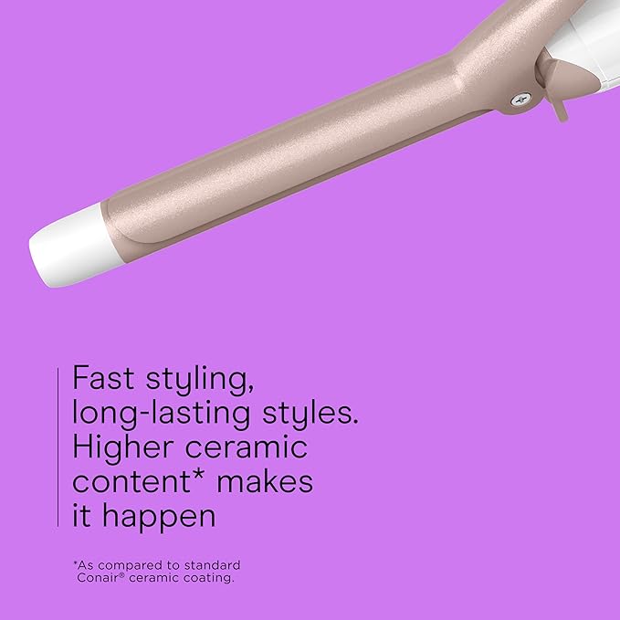 Conair Double Ceramic ¾-Inch Curling Iron with Claw Clip, Creates Tight Curls, Hair Curler for Use on Short, Medium, and Long Hair, White