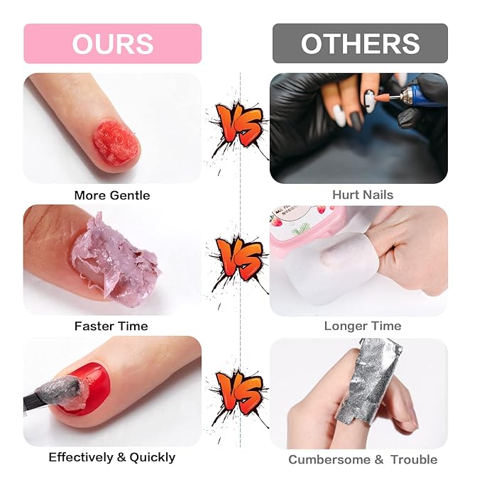 Gel Nail Polish Remover 3 Pack Professional Gel Polish Remover Non-Irritating Quick Easy,Gel Remover Tools Kit Nail File Cuticle Pusher Nail File Grit,No Need For Foil Soaking Or Wrapping