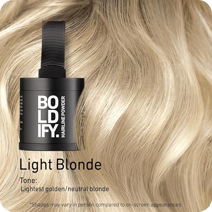 BOLDIFY Hairline Powder (LARGE, 10g) - Root Touch Up Hair Color for Gray Coverage - Bald Spot Concealing Hair Powder for Women & Men - 24-Hour Stain-Proof - Light Blonde