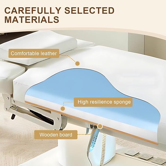 4.0 Electric Massage Table (Multi-Functional Adjustment)(Heating Function)(Foot Control)(Ice-Blue Ambient Light Base), Lash Bed with Modern Ergonomic Design