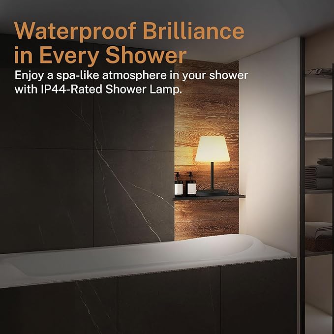 Cordless Lamp, 5000mAh Battery Operated Rechargeable Table Lamp with Power Bank, Touch Dimmable 3 Color Temperatures, IP44 Waterproof Shower Lamp for Kitchen, Bathroom, Indoor Or Outdoor Use 9.6in