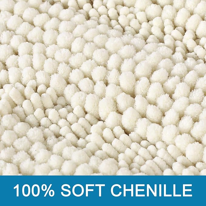 H.VERSAILTEX Bathroom Rugs Bath Rug Set 2 Piece Bathroom Contour Rug Toilet Mat Sets Non Slip Contour Bath Rug Ultra Thick Water Absorbent Striped Bath Mats Washable(20" x 32" Plus 20" x 20" U, Cream)