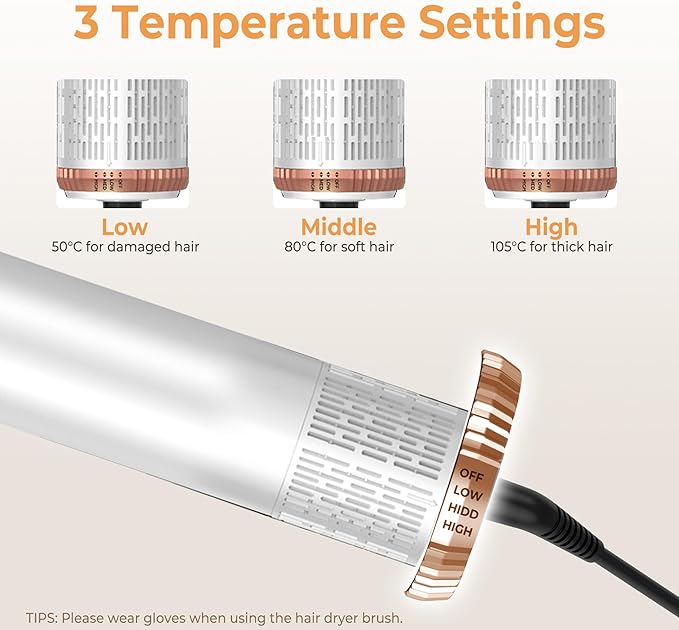 6 in ONE Hair Dryer Brush, Blow Dryer Curling Wand Hair Styling Tools Set, Ionic Hot Air Massage Oval Blowout Hair Dryer, Left&Right Hair Styler