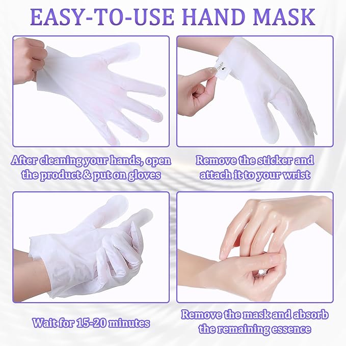 Hand Mask Moisturizing Gloves 6 Pack,Hydrating Hand Mask for Women,Soft Gloves for Dry Cracked Skin G