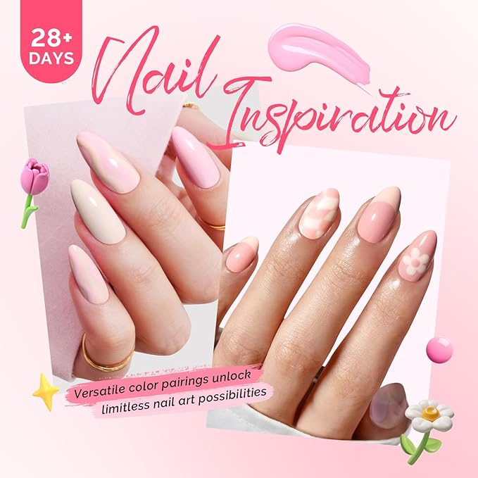 MelodySusie Pastel Pink Gel Nail Polish Set - 6 Colors Nude Pink Milky White Soak Off UV LED Gel Polish Gift for Women Nail Art Manicure Salon DIY Nail Design Decoration at Home