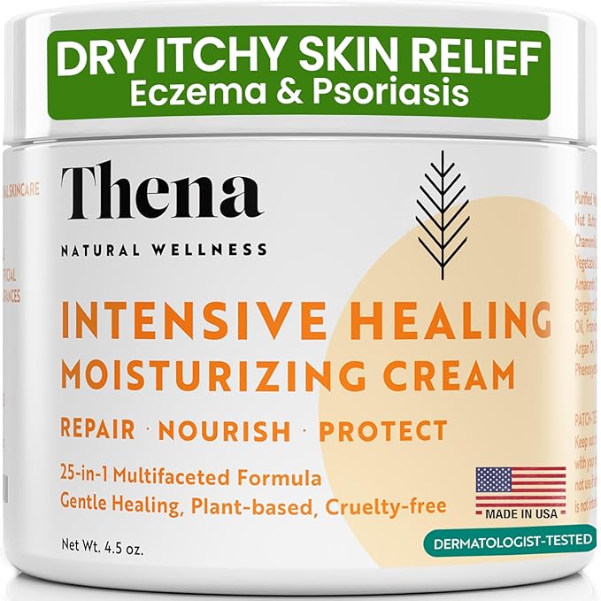 25-in-1 Healing Moisturizing Cream Dry Irritated Itchy Skin Relief - Soothes Nourishes Body Scalp Hands, Natural Moisturizer for Eczema Psoriasis Dermatitis, Adults & Kids
