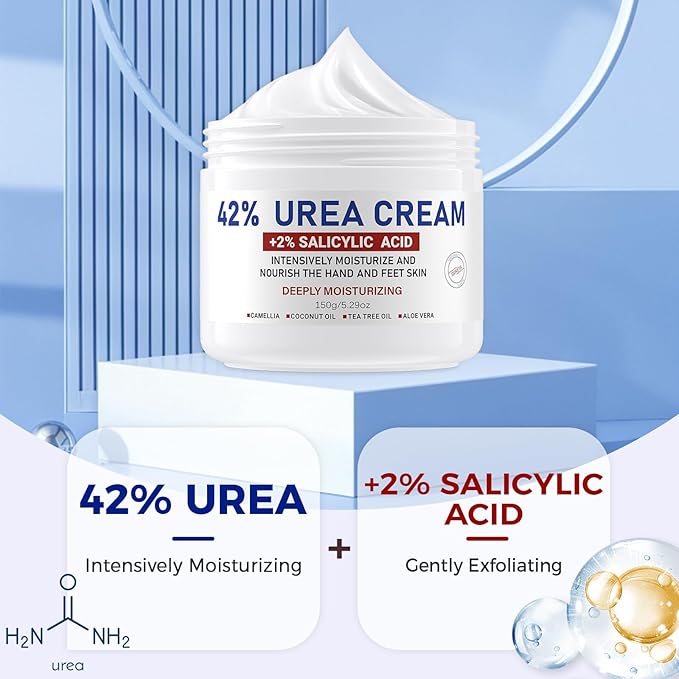 OUKEYA Urea Cream 42 Percent for Foot & Hand Cream with Foot Files for Dry Cracked Urea Lotion for Feet Maximum Strength Foot Cream for Dry Cracked Treatment