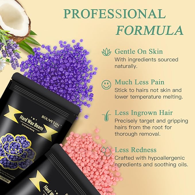 Wax Beads for Hair Removal, 1.3Lb/21oz Hard Wax Beans for Eyebrow, Face, Bikini, Legs, Arms, Full Body Waxing with 10pcs Wax Spatulas, 6 Packs