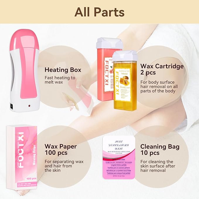 Roller Waxing Kit for Women's Sensitive Skin, 2 Ounce, Hair Removal for Legs