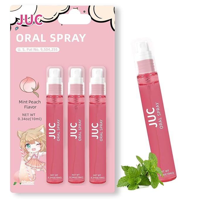 3 Count Mint Breath Spray Mouth Spray Breath Freshener Oral Care for All Ages 0.33OZ (10ML) Mint Peach Flavor