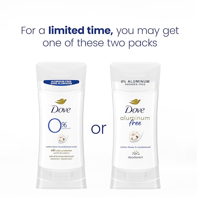 Dove Aluminum Free Deodorant for Women 3 Count Cotton Flower & Sandalwood 72 hour odor protection 2.6 oz