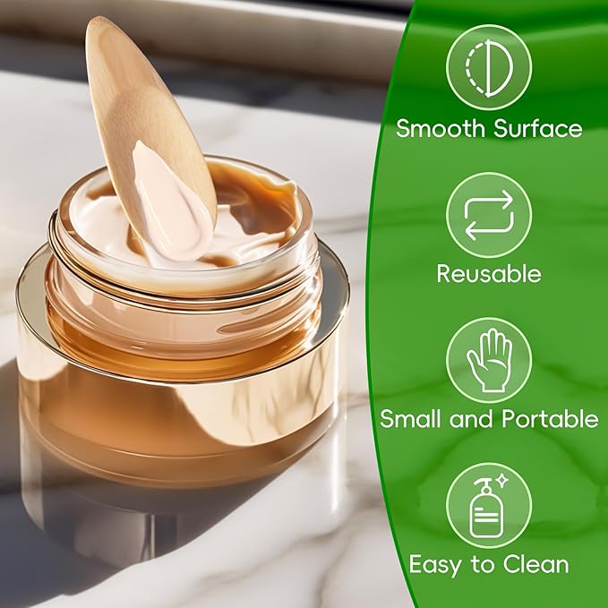 2 Pcs Deodorant Applicators, Bamboo Cream Applicator, Multifunctional Makeup Spatula, Mini Spoon for Mud Cosmetic Clay, Deodorant Cream, Mask (Bamboo, 1.57x3.94inch)