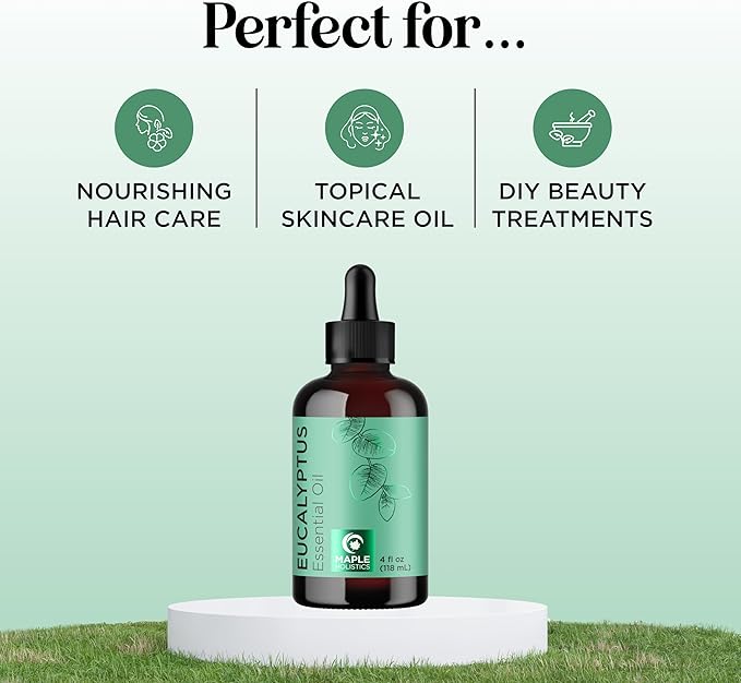 Pure Eucalyptus Essential Oil 4oz Invigorating Home Spa Aromatherapy and Natural Bath Oil - Eucalyptus Oil for Diffuser Dry Scalp Care and DIY Skin Care