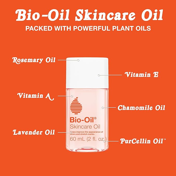 Bio-Oil Skincare Body Oil Serum for Sensitive and Dry Skin, Face and Body Moisturizer for Scars & Stretch Marks, Hydrates with Vitamins E & A, Dermatologist Recommended, Non-Comedogenic, 2 Oz