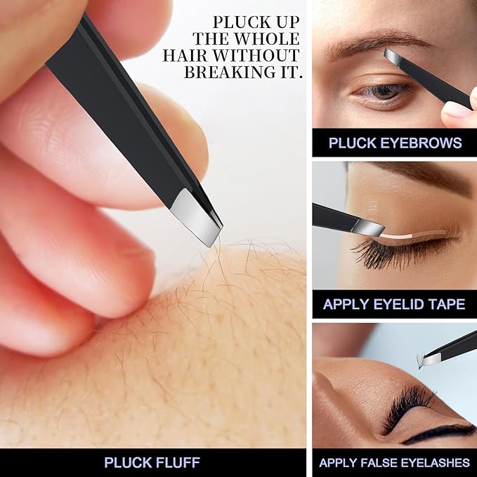 Teenitor Blackhead Remover Tools, Pimple Popper Tool Kit, Ingrown Hair Tweezers, Precision Tweezers, Surgical Grade Blackhead Extractor Pimple Extractor, Black