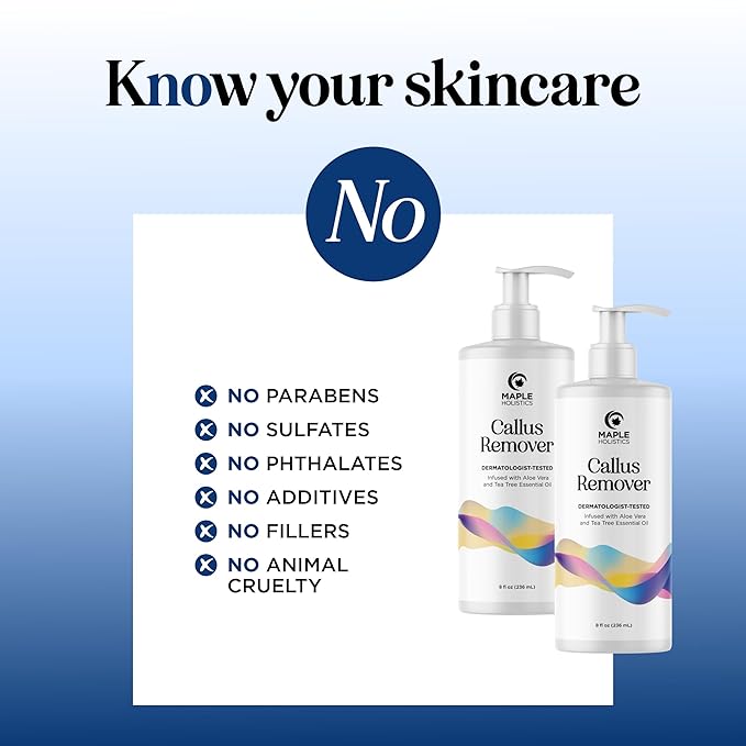 Exfoliating Callus Remover for Feet Care - Urea Foot Cream for Calluses and Dry Feet with Aloe and Tea Tree Essential Oil - Foot Callus Remover for Cracked Dead Corned and Rough Skin (16 Fl Oz)