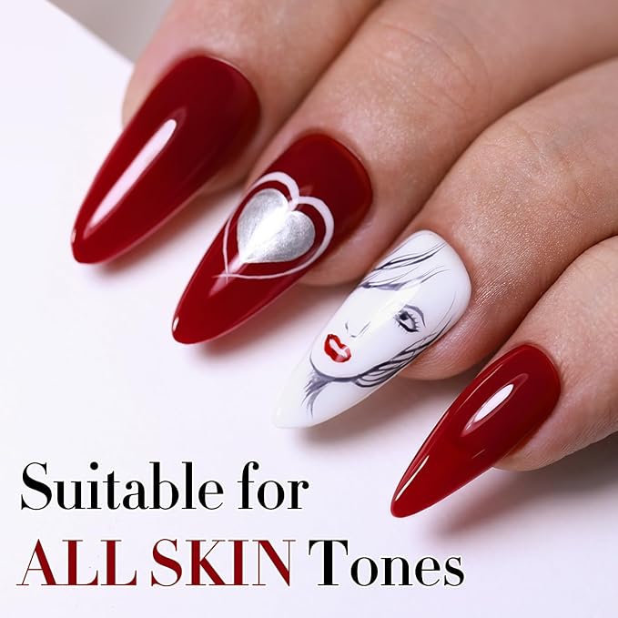 Double Rhythm 15ML Gel Nail Polish Pure Sheer Same Color Same Bottle Soak Off Gel Polish Art Manicure Salon DIY at Home for Women (Dark Red-A1104)