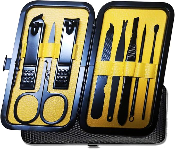 Manicure Pedicure Kit Nail Clippers Set 18 in 1 High Precision Stainless Steel Cutter File Sharp Scissors for Men & Women Fingernails & Toenails Vibrissac Scissors with Stylish Case (Ginger_8 in 1)