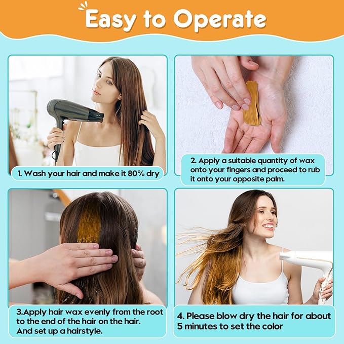 Gold Hair Color Wax - Temporary & Washable Hair Styling Mud Gel for Men, Women, Kids,For Halloween, Cosplay, Party, Crazy Hair Day & Children's Day