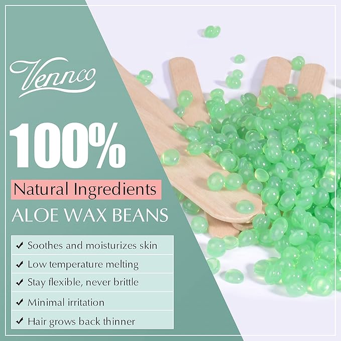 2.5lb Aloe Wax Beads - Hard Wax Beans for Coarse Hair Removal, Gentle Large Refill for Wax Warmer Kit, At-Home & Professional Smooth Waxing for Sensitive Skin Brazilian Bikini Face Eyebrow Leg