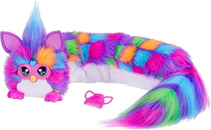 FURBY DJ Interactive Toy, Neon Star, Snuggly Electronic Plush, Music, Lights, Motion, & Games, Speaks English & Furbish, 32 in Long, 6+ Years (Amazon Exclusive)