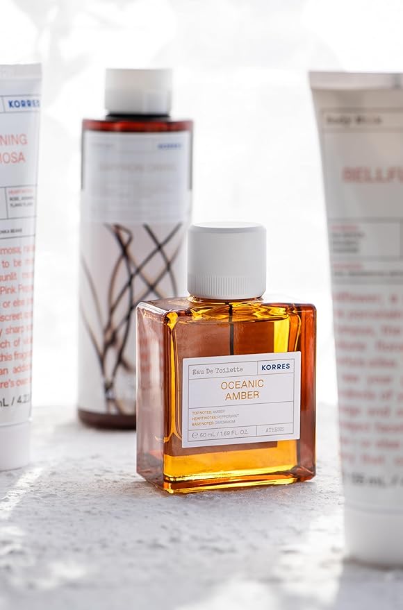 KORRES Eau de Toilette, Oceanic Amber Fragrance Spray, Unisex Perfume with Amber, Peppermint, Cardamom, Cedar & Black Pepper, Apple Blossom Accents, Fougere-Ambery Scent for Women and Men, 1.69 Fl Oz