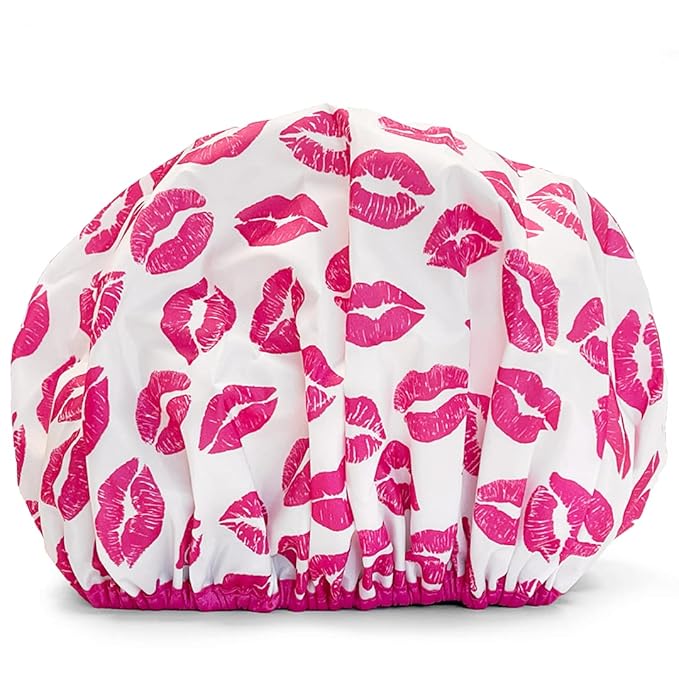 Reusable Shower & Bath Cap & Lined, Oversized Waterproof Shower Caps Large Designed for all Hair Lengths with PEVA Lining & Elastic Band Stretch Hem Hair Hat - Fashionista Showered With Kisses