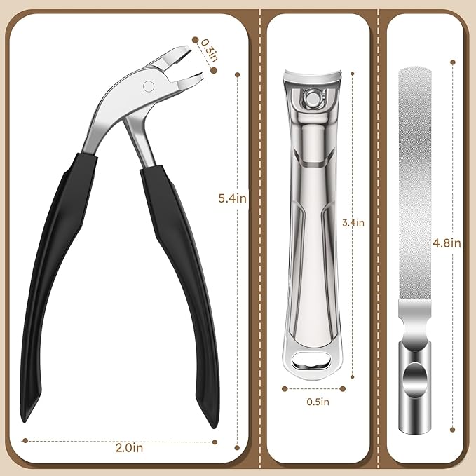 Toenail Clippers for Thick Nails for Seniors, Ingrown Nail Clippers for Men Angled Head, Toe Nail Clippers Long Handled Wide Jaw Opening with Catcher, Fingernail Clipper Sharp Curved Blade