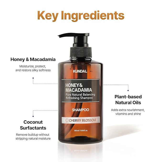 KUNDAL/Honey & Macadamia/Deep Moisture Repair Set, Smooth Frizz + Strengthen Strands + Silky Soft Hair | Amber Vanilla, 300ml (Pack of 2), Stocking Stuffers