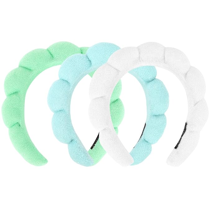 Spa Headband, 3 Pack Soft Terry Cloth Hairband for Washing Face, Skincare Headbands Makeup Headband, One Size Fits Most, Women