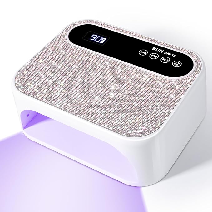 Cordless Nail lamp,Rechargeable Professional Lamp 42Pcs Beads UV Light for Gel Nails Automatic Sensor for Nail Art at Home and in Salons White Diamond