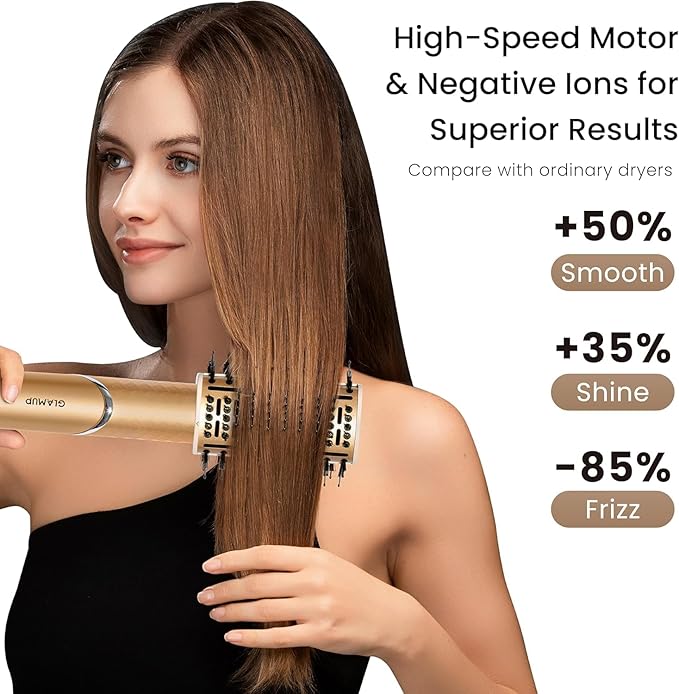 GLAMUP 5 in1 Flexible Styler Multi Air Curler - Advanced High-Speed Dryer, Magic Styler with Tight Grip, Fast Drying Travel Hair Tool, No Heat Damage, Gift Set