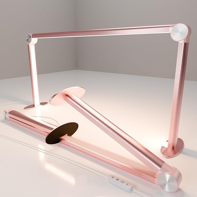 Nail Tech Lamp for Desk，30" 48W Professionals Led Light, Desk Lamp for Lash Eyelash Extension,Color Temperature 2700K-6000K, Full fold Makeup lamp,Salon&Home(Pink)