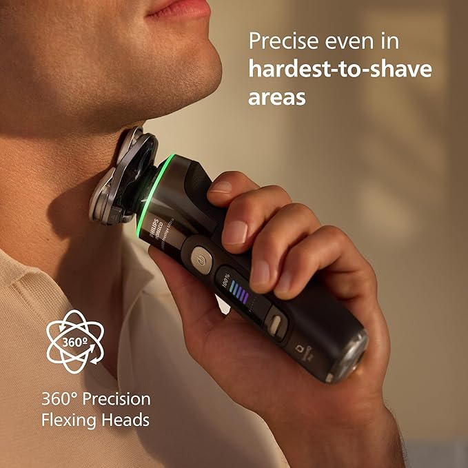 Philips Norelco Shaver i9000 Prestige Ultra, Wet & Dry Electric Shaver, Black Gradient, SenseIQ Pro Technology, Triple Lift & Cut System, 360 Rotating NanoTech Precision Blades, 5 Modes, XP9405/84