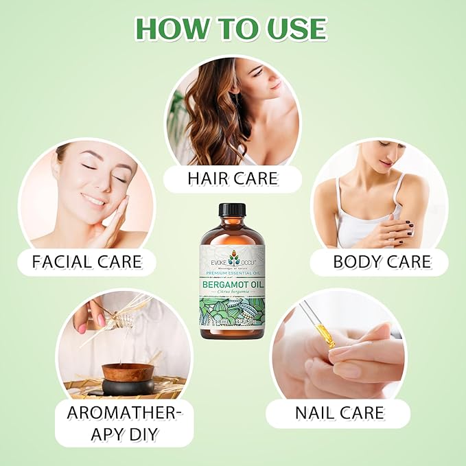 EVOKE OCCU Bergamot Essential Oil for Diffuser Skin Relaxation & DIY Wool Dryer Balls - 4 FL Oz