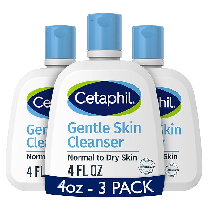 Cetaphil Face Wash, Hydrating Gentle Skin Cleanser for Dry to Normal Sensitive Skin, 4 oz 3 Pack, Fragrance Free, Soap Free and Non-Foaming