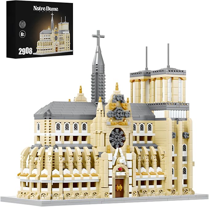 Notre Dame Cathedral Miniature Block Set (2908 Pieces) - Landmark Model Puzzle Toy, Suitable for Children and Adults as a Gift