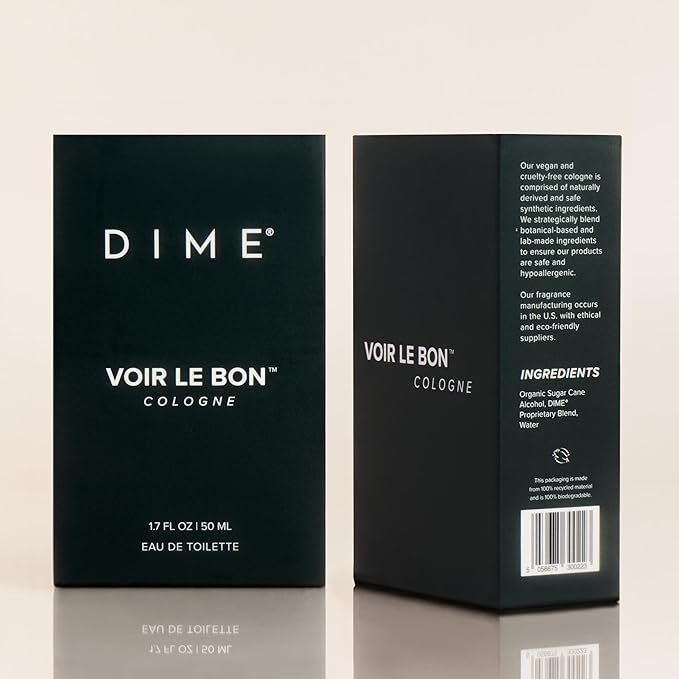 DIME Voir Le Bon Cologne, Clean Men's Cologne with Citrus, Cashmere Woods, and White Amber, 1.7 oz / 50 ml