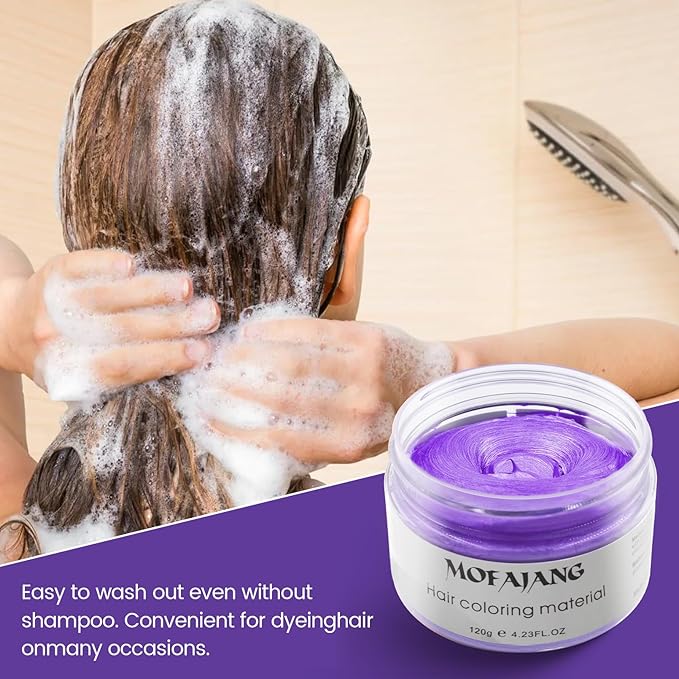 Purple Temporary Hair Color Wax - SOVONCARE Washable Hair Dye for Men & Women, All-Day Hold Disposable Hair Styling Clays for Party, Cosplay & Daily 4.23 oz