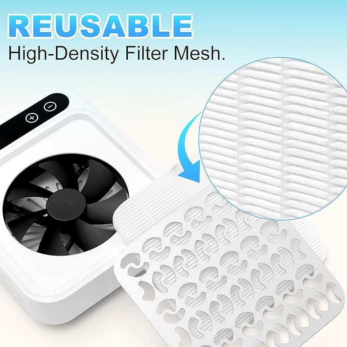 MEKK Professional Nail Dust Collector with Reusable Filter,Vacuum Fan Dust Extractor, Powerful & Quiet Nail Tech Dust Suction Machine for Nail Polish Remover,Salon & Home- White