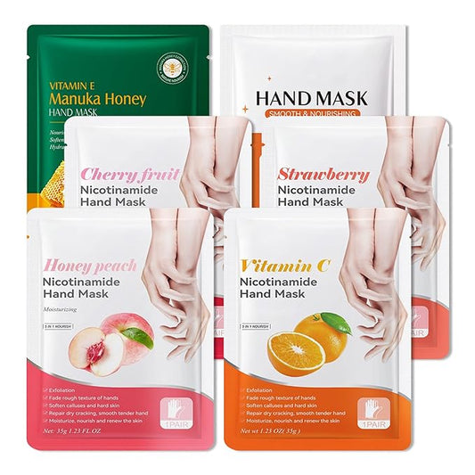 Hand Mask Moisturizing Gloves 6 Pack,Hydrating Hand Mask for Women,Soft Gloves for Dry Cracked Skin A