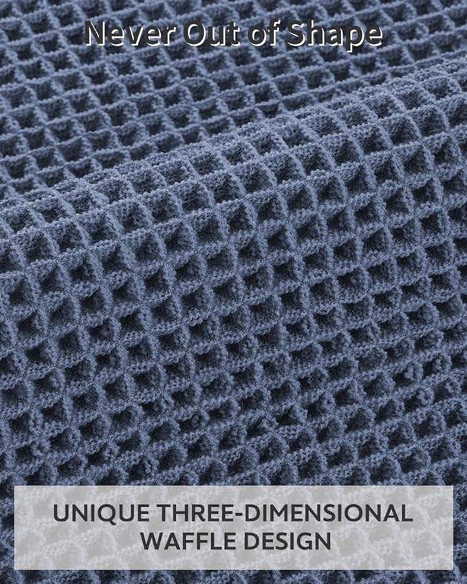tchdio Waffle Bath Mat, Super Absorbent Non Slip Bath Mats for Bathroom, Ultra Soft Bathmat, Machine Washable, Blue, 17" x 24"