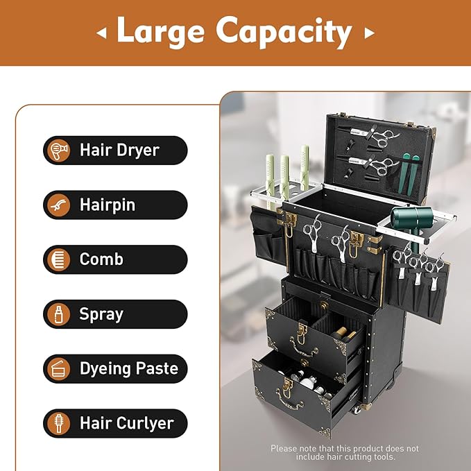 Cosmetic Train Case,Makeup Organizer Travel Case with Multiple Compartments,Rolling Makeup Case,Professional Makeup Casewith Wheels for Make-up Artists,55Lbs Load-Bearing