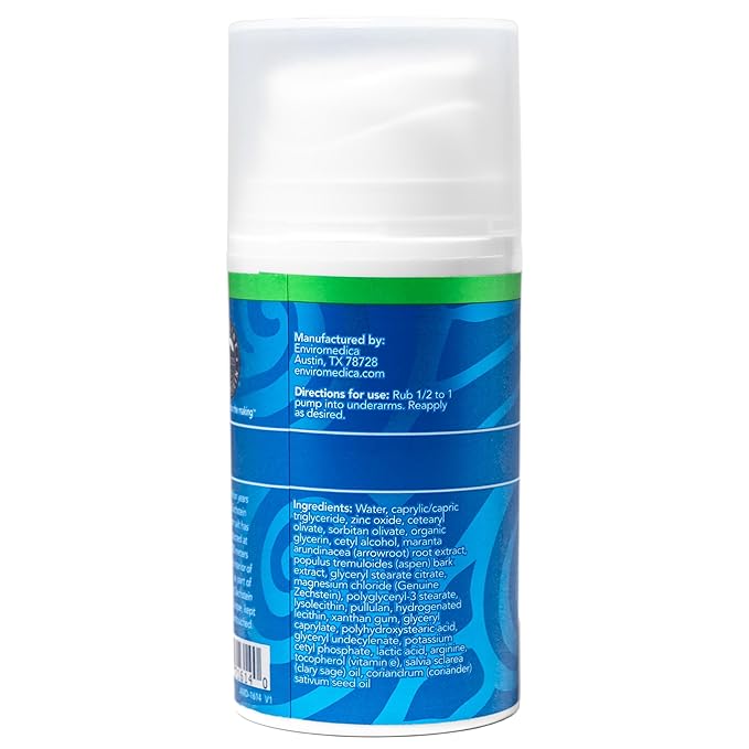 Ancient Minerals Natural Deodorant Cream – Sage & Coriander Scent, Aluminum-Free, Vegan Deodorant for Women and Men with Magnesium, Zinc & Vitamin E, for Sensitive Skin, 2 oz